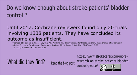 Cochrane review on interventions for urinary incontinence after a stroke